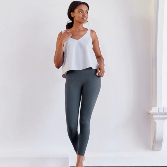 ADAY Leggings Women Large Grey Brakes On Pant Pull On A Day High Rise Crop Ankle - Picture 11 of 11